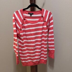 Roz & Ali Coral and White Striped Top